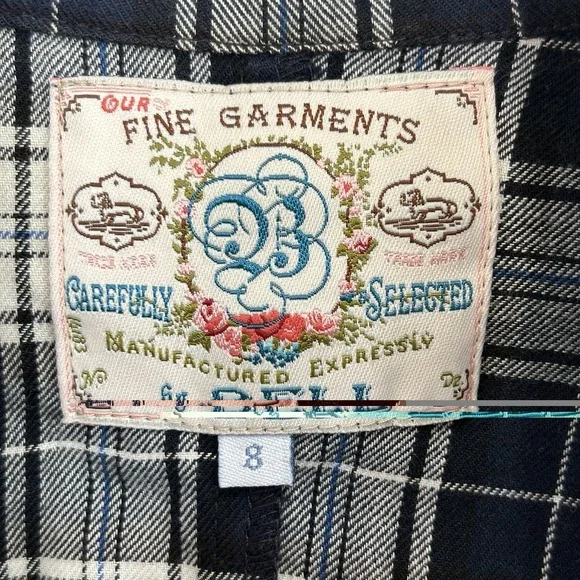 Alicia Bell Plaid Button Shirt Small Western Preppy Festival Ruffle Indie USA - Picture 8 of 9